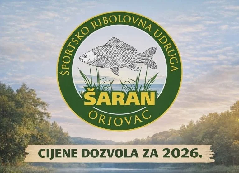 Športsko-ribolovna udruga Šaran Oriovac objavila cijene ribolovnih dozvola za 2026. godinu